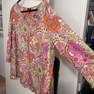 Talbots Multicolor Floral Paisley Blouse